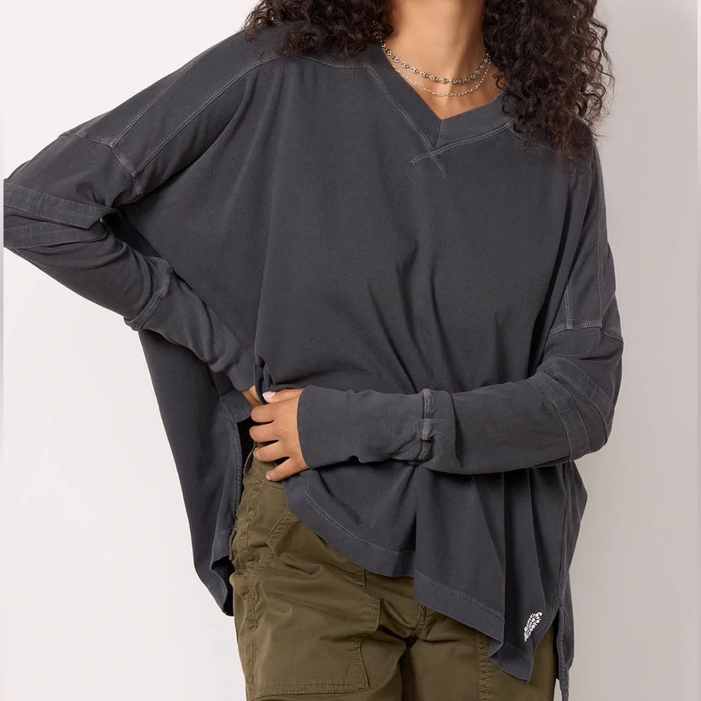 Free People Movement All Star Layer sweatshirt casual lagenlook baggy oversized - Picture 4 of 12